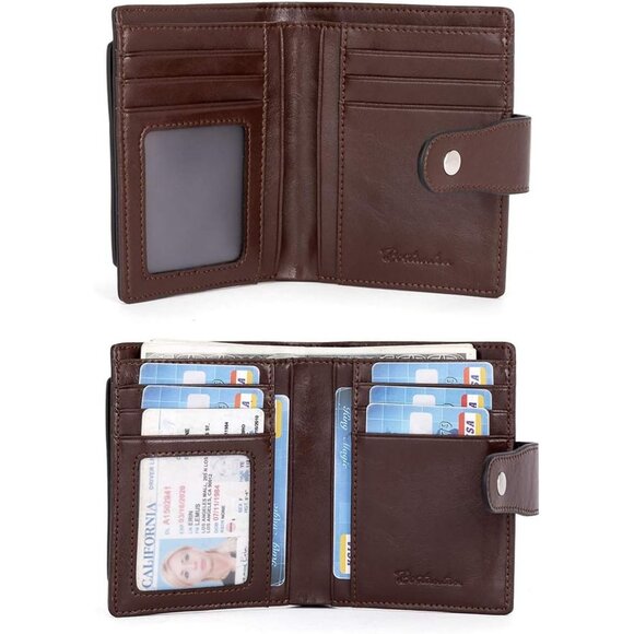 Women Leather Wallet RFID Blocking Small Bifold Zipper 3-coffee - Picture 6 of 7